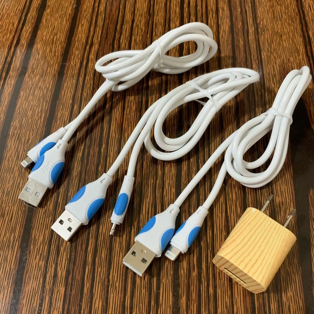 3pcs usb cable + 1pcs wall charger for iPhone 5/6/7/8/x/12/13